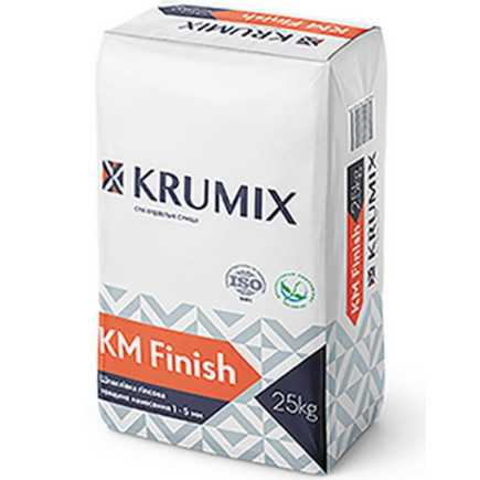 Гипсовая базовая шпатлевка КМ Finish, ТМ Крумикс, 25 кг